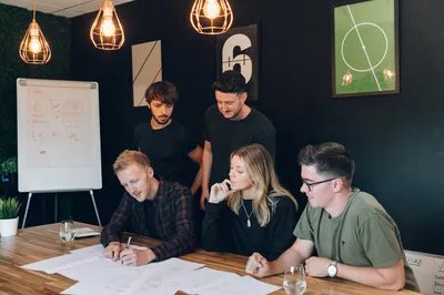 Jason going through website wireframes at MadeByShape